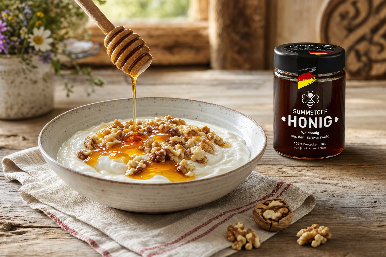 Griechischer Joghurt mit Waldhonig und Walnüssen