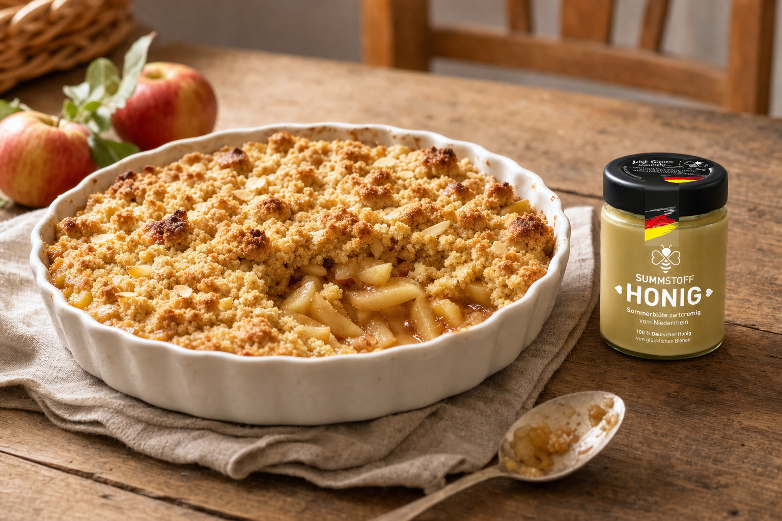 Honig-Apfel-Crumble